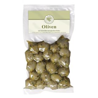 Oliven grün mariniert o. Stein